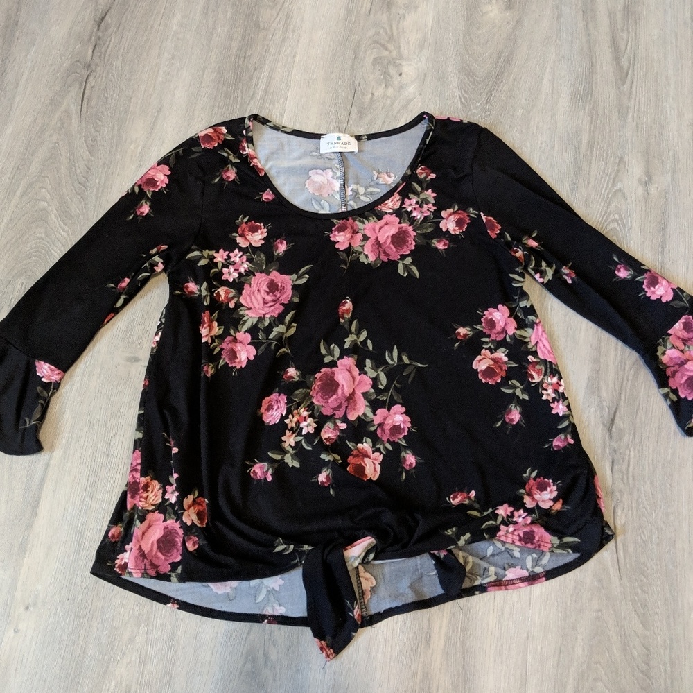 Floral tie bottom top